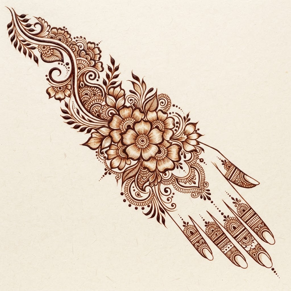Arabic Floral Vine Mehendi Stencil